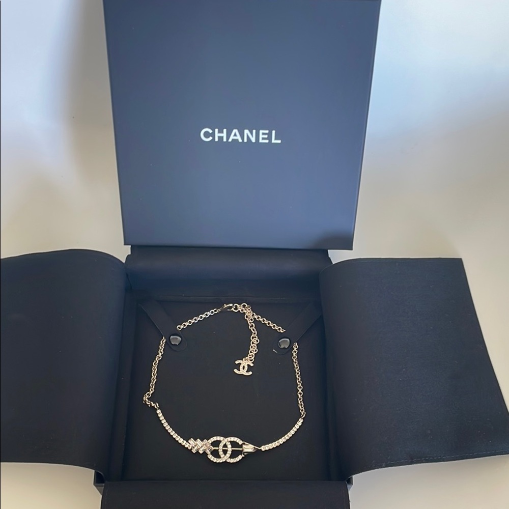 CHANEL Crystal CC Arrow Necklace